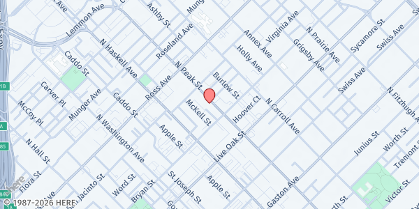 Map showing Dallas Leadership Foundation at 1421 N Peak St, Dallas, TX