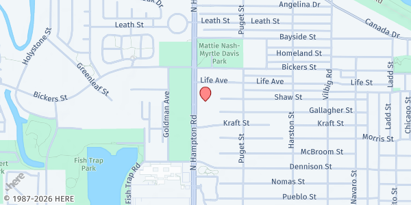 Map showing Dallas West Church of Christ at 3510 N. Hampton Rd., Dallas, TX