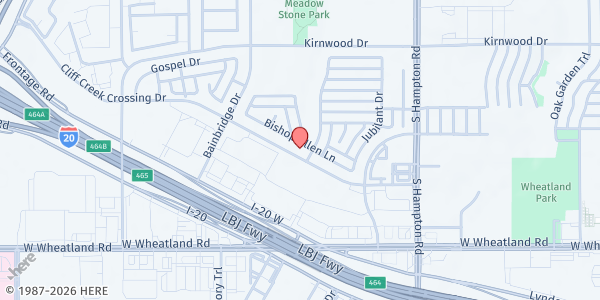 Map showing Divine House of Deliverance at 2620 Bishop Allen Ln, Dallas, TX