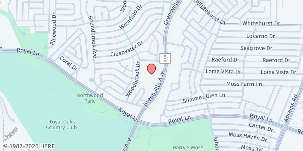 Map showing Episcopal Church of the Ascension at 8787 Greenville Ave., Dallas, TX