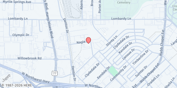 Map showing Equal Heart at 2862 Nagle St., Dallas, TX