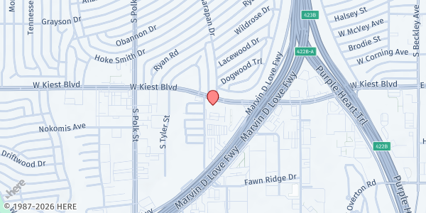 Map showing Friendship-West Faith Formula Human Services at 616 W Kiest Blvd, Dallas, TX