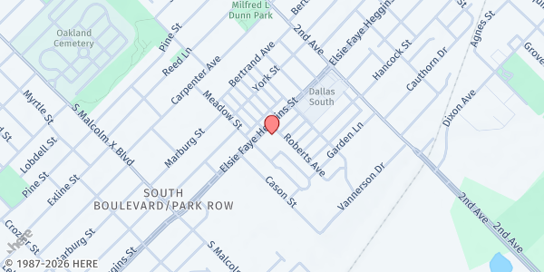 Map showing Good Street Social Service Center at 3126 Elsie Faye Heggins St., Dallas, TX