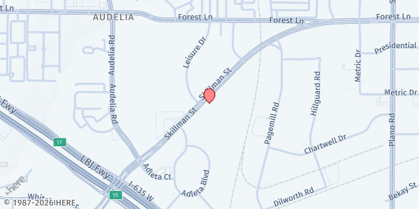 Map showing Great Awakening at 9450 Skillman St., Dallas, TX