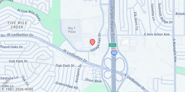 Map showing Homeless Coalition of Dallas at 4747 Village Fair Drive, Dallas, TX