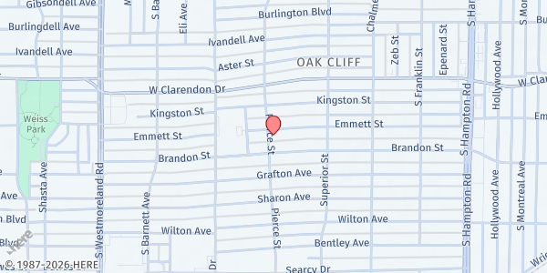 Map showing Hope City Dream Center at 2760 Emmett St., Dallas, TX