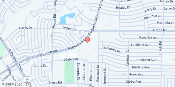 Map showing Iglesia Bautista Nuevo Amanecer at 9780 Ferguson Rd., Dallas, TX