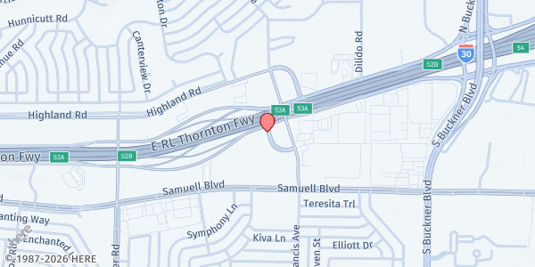 Map showing J&J Outreach at 7979 E R L Thornton Fwy, Dallas, TX
