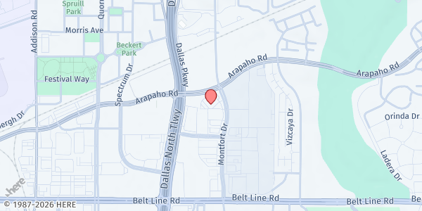 Map showing Jewish Family Service of Greater Dallas - Main Location at 5402 Arapaho Rd., Dallas, TX