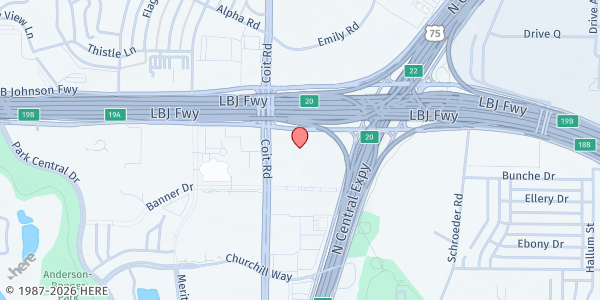 Map showing Joe's Pantry at 8102 Lyndon B Johnson Fwy., Dallas, TX