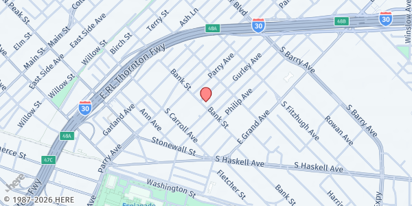 Map showing Jubilee Park Food Pantry at 4603 Gurley Ave., Dallas, TX