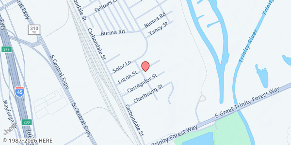 Map showing Kathy's Sunshine Outreach Center at 4604 Luzon St., Dallas, TX