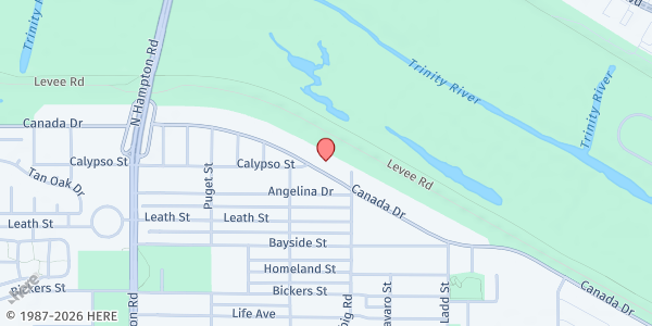 Map showing Leath Street Baptist at 1831 Canada Dr., Dallas, TX