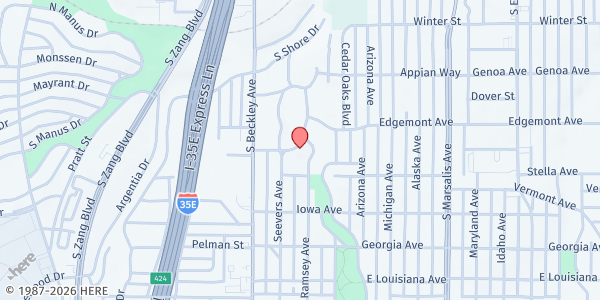 Map showing Little Vegan Pantry - Crestwood at 214 Crestwood Dr., Dallas, TX