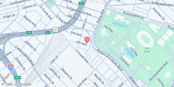 Map showing Living Word Harvest of Dallas at 828 4th Avenue, Dallas, TX