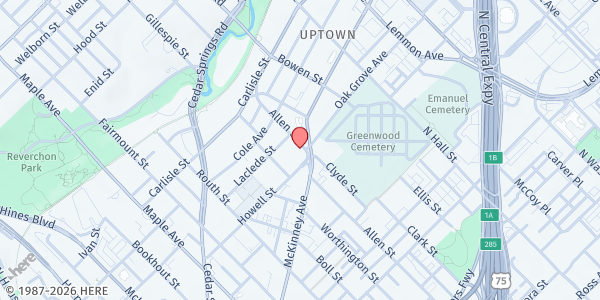 Map showing Mati-X at 2807 Allen St, Dallas, TX