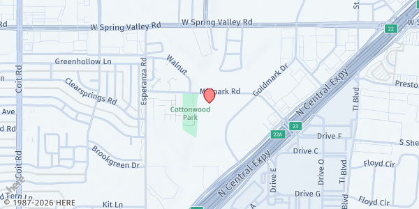 Map showing Midpark Towers at 8550 MIDPARK RD, Dallas, TX