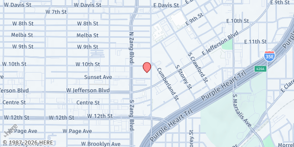 Map showing Mission Oak Cliff at 111 S. Beckley Ave., Dallas, TX