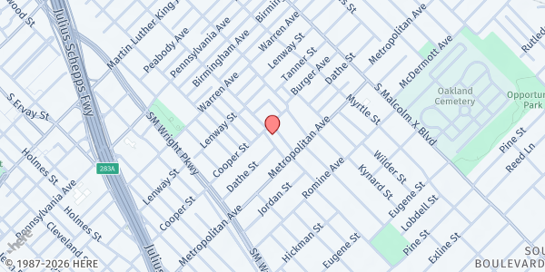 Map showing Mount Moriah Missionary Baptist Church at 3611 Latimer St, Dallas, TX