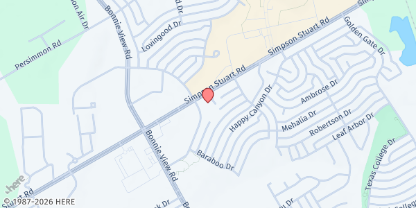 Map showing Mt Tabor Baptist Church at 3700 Simpson Stuart Rd., Dallas, TX