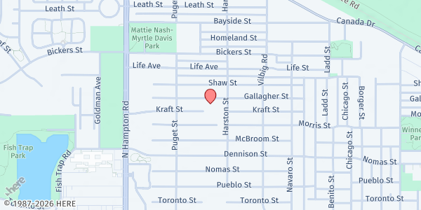 Map showing New Pilgrim Rest at 1930 Gallagher St., Dallas, TX