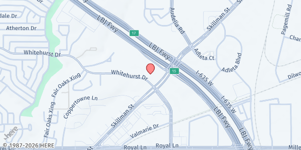 Map showing New Room Community Center at 10061 Whitehurst Dr., Dallas, TX