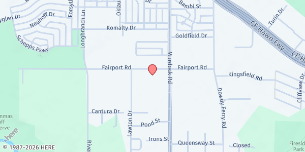 Map showing Newman Park Christian Center at 7922 Fairport Rd., Dallas, TX