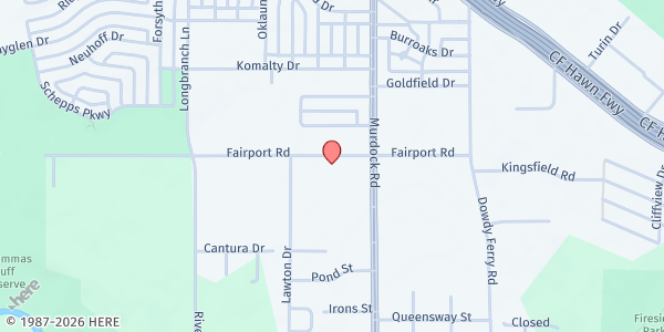 Map showing Newman Park Christian Center at 7922 Fairport Rd., Dallas, TX