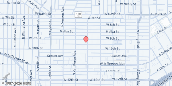 Map showing Oak Cliff Churches For Emergency Aid at 123 N. Llewellyn Ave., Dallas, TX
