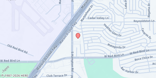 Map showing Oak Cliff Presbyterian Church at 6000 S. Hampton Rd., Dallas, TX