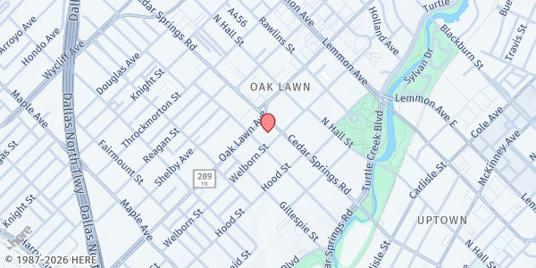 Map showing Oak Lawn United Methodist Church at 3014 Oak Lawn Ave., Dallas, TX