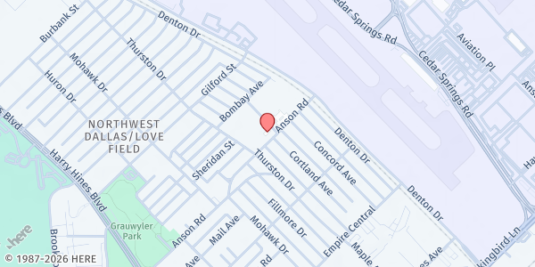 Map showing Our Lady of Perpetual Help Parish at 7617 Cortland Ave., Dallas, TX