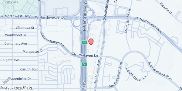 Map showing Rainbow Days at 8150 N Central Expy, Dallas, TX