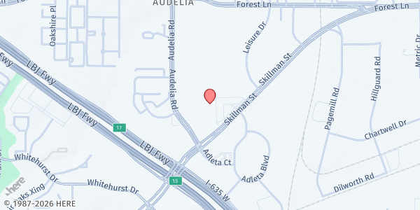 Map showing Restoration Worldwide Ministries - Dallas at 9205 Skillman St, Dallas, TX