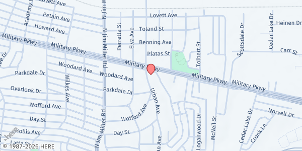 Map showing Seven Day Adventist - East Dallas Spanish Church at 7200 Military Pkwy., Dallas, TX