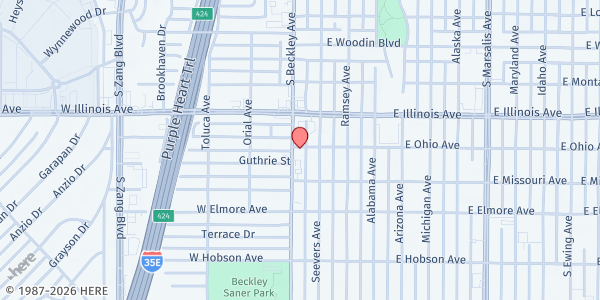 Map showing Soul For Christ Ministry at 2402 S. Beckley Ave., Dallas, TX