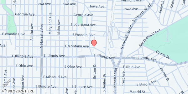 Map showing Souls of Christ at 2636 Britton Dr., Dallas, TX