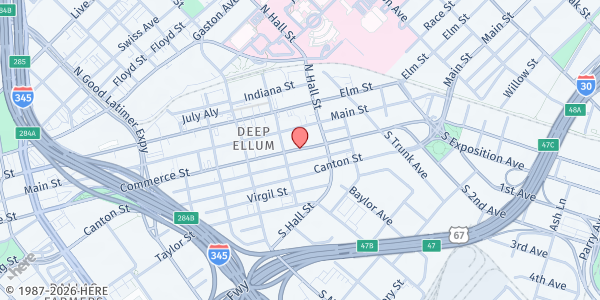 Map showing SOUPMOBILE - Main Office at 3017 COMMERCE ST, DALLAS, TX