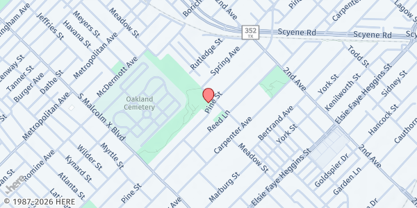 Map showing South Dallas Community Food Center at S.M. Wright Foundation at 3119 Pine St. #1, Dallas, TX