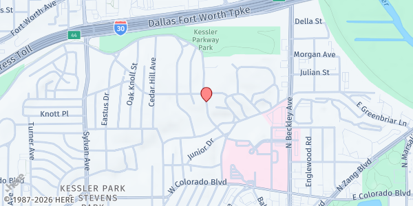 Map showing Southern Crest Full Gospel-Rev. Henderson at 2325 Frank Henderson Jr Drive, Dallas, TX