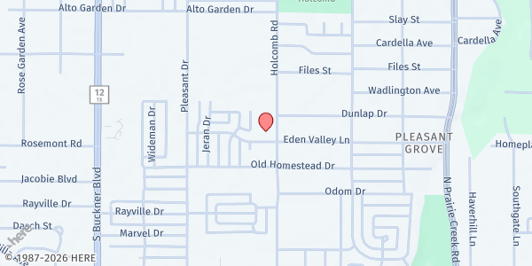 Map showing Springs Fellowship Church at 817 Holcomb Rd., Dallas, TX
