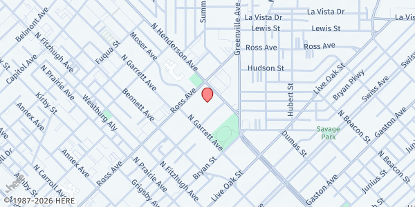 Map showing St. Matthew's Food Pantry at 5100 Ross Ave., Dallas, TX