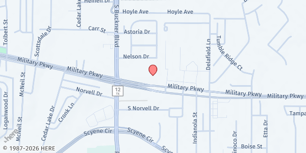 Map showing St Philip the Apostle Church at 8131 Military Pkwy., Dallas, TX