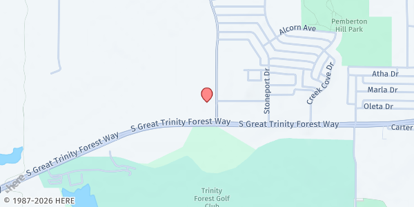 Map showing Strong Arms- COGIC Distribution Site at 135 Pemberton Hill Rd., Dallas, TX