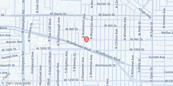 Map showing The Salvation Army - Oak Cliff at 1617 Jefferson Blvd., Dallas, TX