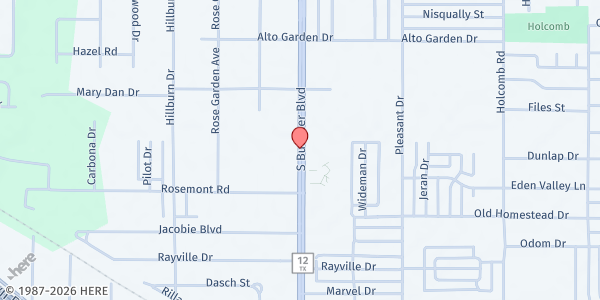 Map showing The Way of Truth Church at 845 Buckner Blvd., Dallas, TX