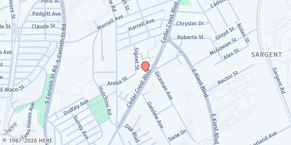 Map showing True Light Ministries - Cedar Crest at 2555 Cedar Crest Blvd, Dallas, TX