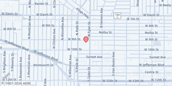 Map showing Tyler Street Manor at 922 W. 9th Street, Dallas, TX