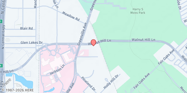 Map showing Vickery Meadow Food Pantry at 8448 Walnut Hl Ln., Dallas, TX