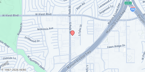 Map showing Vital Impact Food Pantry at 3418 S Polk St, Dallas, TX